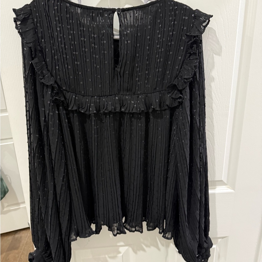 Topshop Elegant Black Ruffled Women's Blouse size 12 - Picture 3 of 4